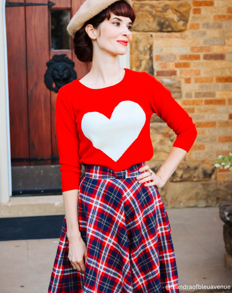 YEMAK Women's Love Heart Chenille Crewneck 3/4 Sleeve Casual Pullover Sweater MK3595