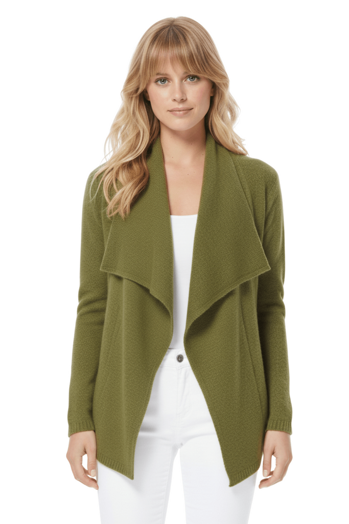 Open Front Long Sleeve Draped Cardigan Sweater | YEMAK