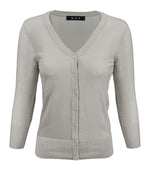 Womens V-Neck Button Down Knit Cardigan Sweater Vintage Inspired CO078 (S-L) Color Option (2 of 2) - Cardigans-Sweaters
