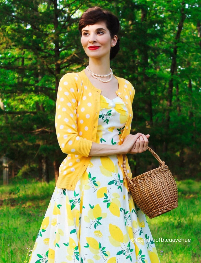Polka dot dress with top cardigan