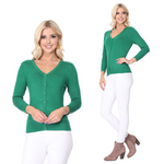 YEMAK Women's 3/4 Sleeve V-Neck Cardigan Sweater CO078PL (1X-3X) PLUS size Option (2 of 2)