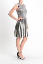 Yemak Women's Fit and Flare Sleeveless Jacquard Knitted Dress MK6009