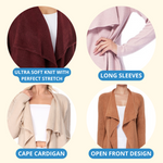 YEMAK Women's Long Sleeve Open Front Draped Stylish Cape Sweater Cardigan MK8218 (S-L)