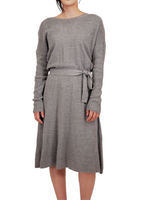 Yemak Women's Loose Fit Rip Neck Flared Sweater Knitted Dress MK8161