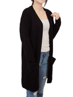 Yemak Women's Long Sleeve Open-Front Knitted Cardigan Sweater with Pockets HK8220