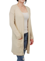 Yemak Women's Long Sleeve Open-Front Knitted Cardigan Sweater with Pockets HK8220