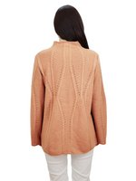 Yemak Women's Long Sleeve Mock Neck Cable Knit Sweater Pullover MK8188