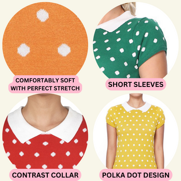 Classic Collar & Polka Dot Vintage Style Sweater for Women