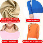 YEMAK Women's Crewneck Long Sleeve Pullover Soft Knit Top Sweater MK5500 (S-XL)