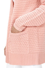 Yemak Women's Oversized Open Front Popcorn Knit Sweater Cardigan with Front Pockets HK8145