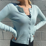 YEMAK Women's Crewneck Long Sleeve Button Down Casual Cardigan Sweater MK0179