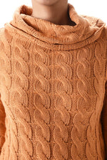 Yemak Women's Long Sleeve Turtleneck Cable Knit Sweater Pullover MK3432