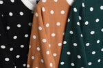 Yemak Women's Long Sleeve Baby Doll Polka Dot Patterned Sweater Dress MK3447