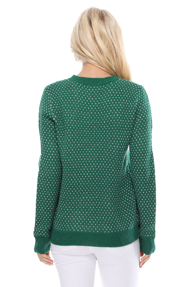 Yemak Women's Deer Jacquard Christmas Pullover Sweater MK3457S