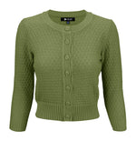 test YEMAK Women's Cute Pattern Cropped Daily Cardigan Sweater Vintage Inspired Pinup MK3514 (S-3XL) Sage
