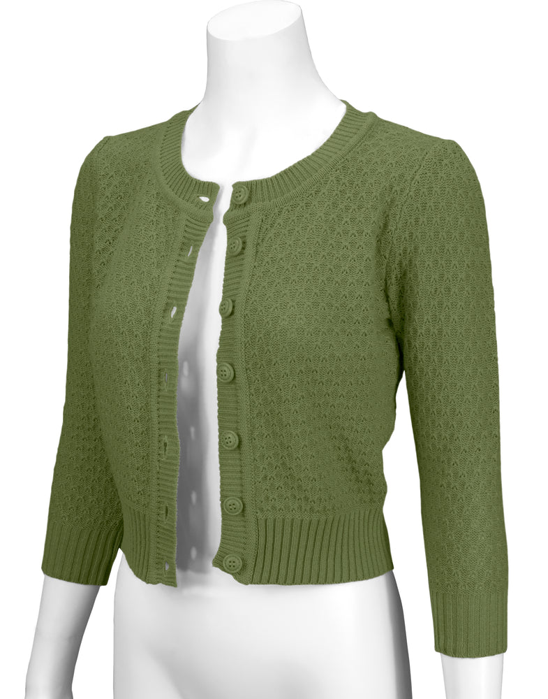 test YEMAK Women's Cute Pattern Cropped Daily Cardigan Sweater Vintage Inspired Pinup MK3514 (S-3XL) Sage