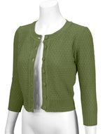 test YEMAK Women's Cute Pattern Cropped Daily Cardigan Sweater Vintage Inspired Pinup MK3514 (S-3XL) Sage