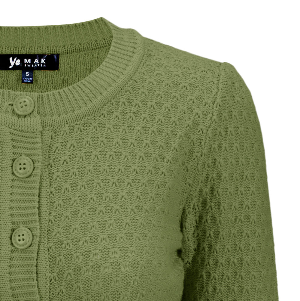 YEMAK Women's Cute Pattern Cropped Daily Cardigan Sweater Vintage Inspired Pinup MK3514 (S-3XL)