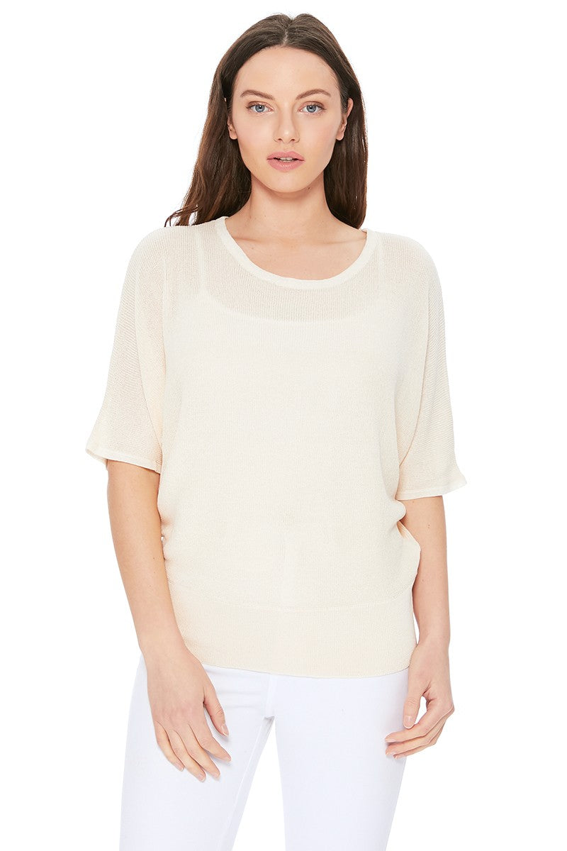 Yemak Women's Casual Dolman Half Sleeve Lightweight Knit