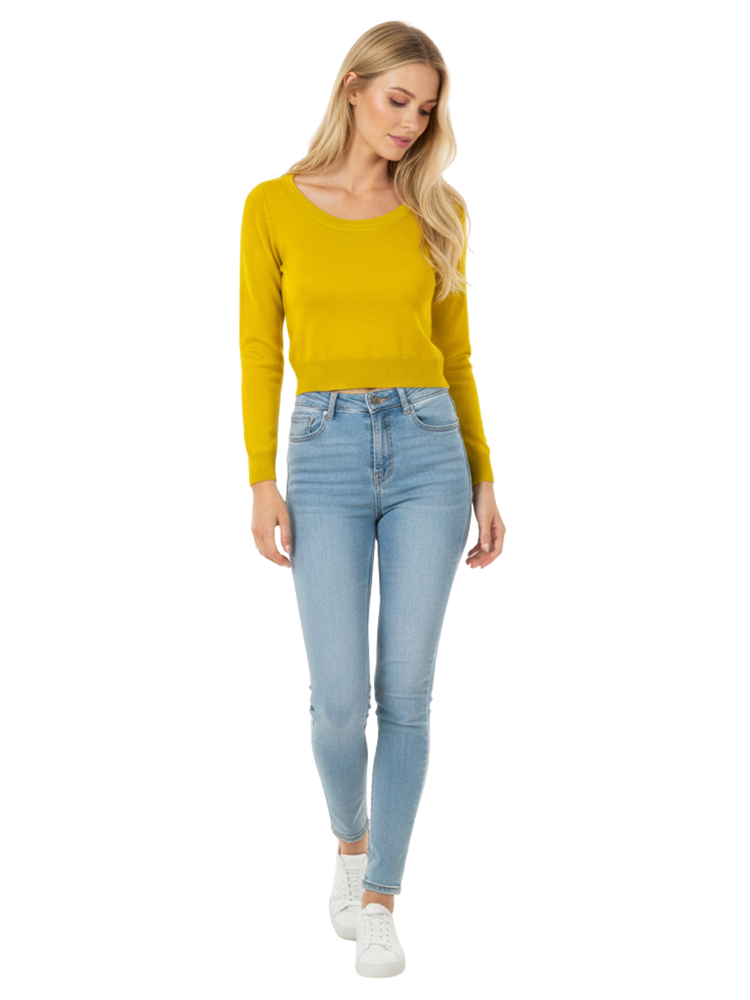 Maglione Cardigan Donna YEMAK Modello Cane, Maniche 3/4, Taglio Cropped, Abbottonato MK3672 - Foto 4