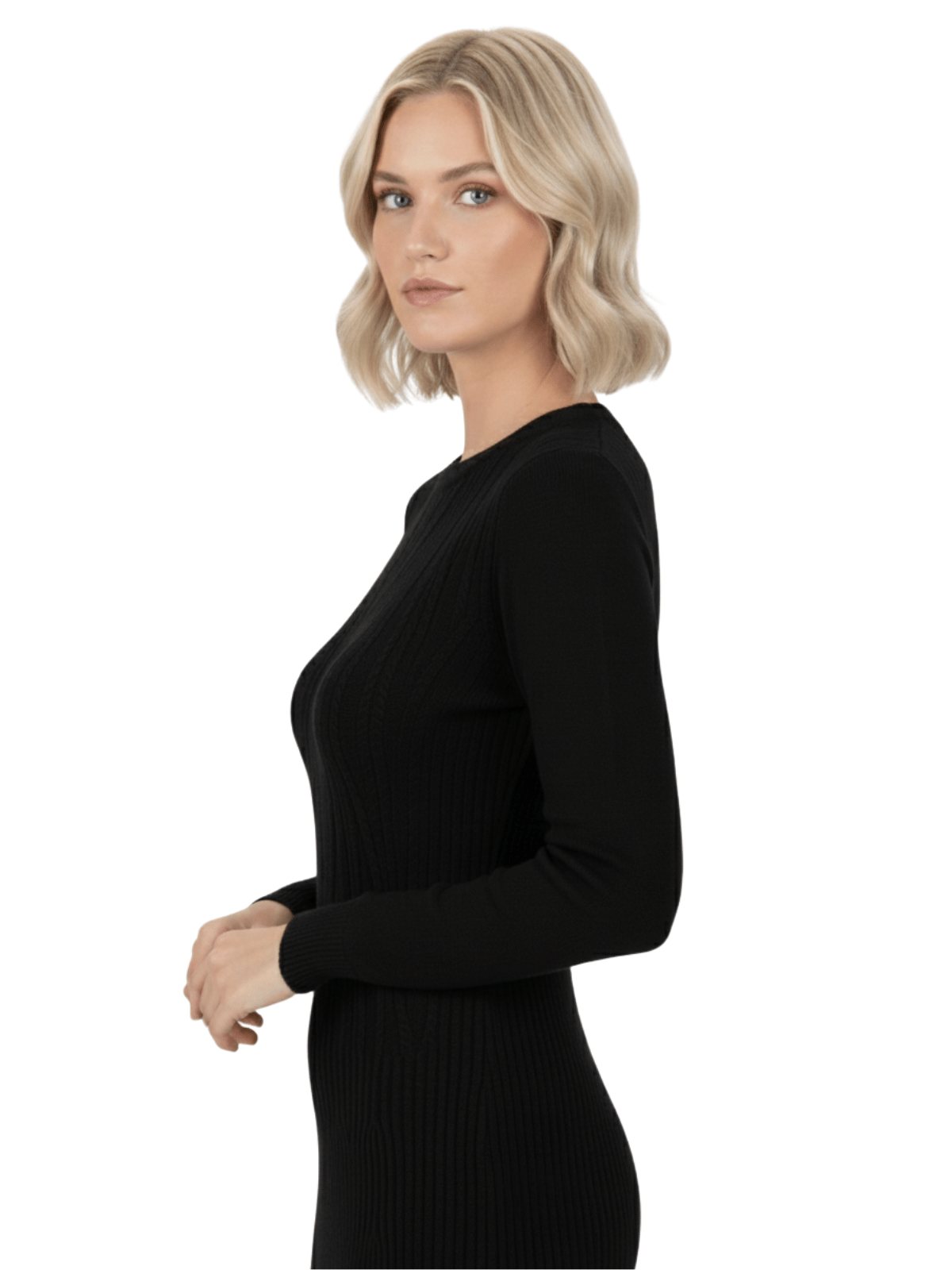 Yemak Women's Sexy Cable and Ribbed Knit Stretch Sweater Dress MK6016