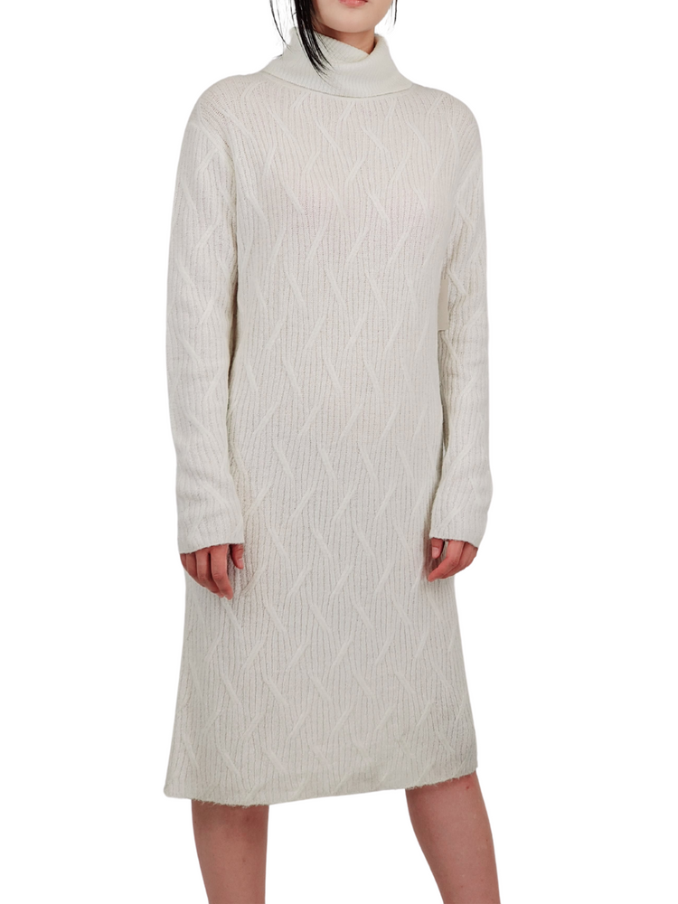Yemak Women's Loose Fit Turtleneck Long Sleeve Sweater Dress MK6021