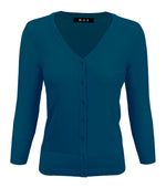 YEMAK Women's 3/4 Sleeve V-Neck Cardigan Sweater CO078PL (1X-3X) PLUS size Option (2 of 2)