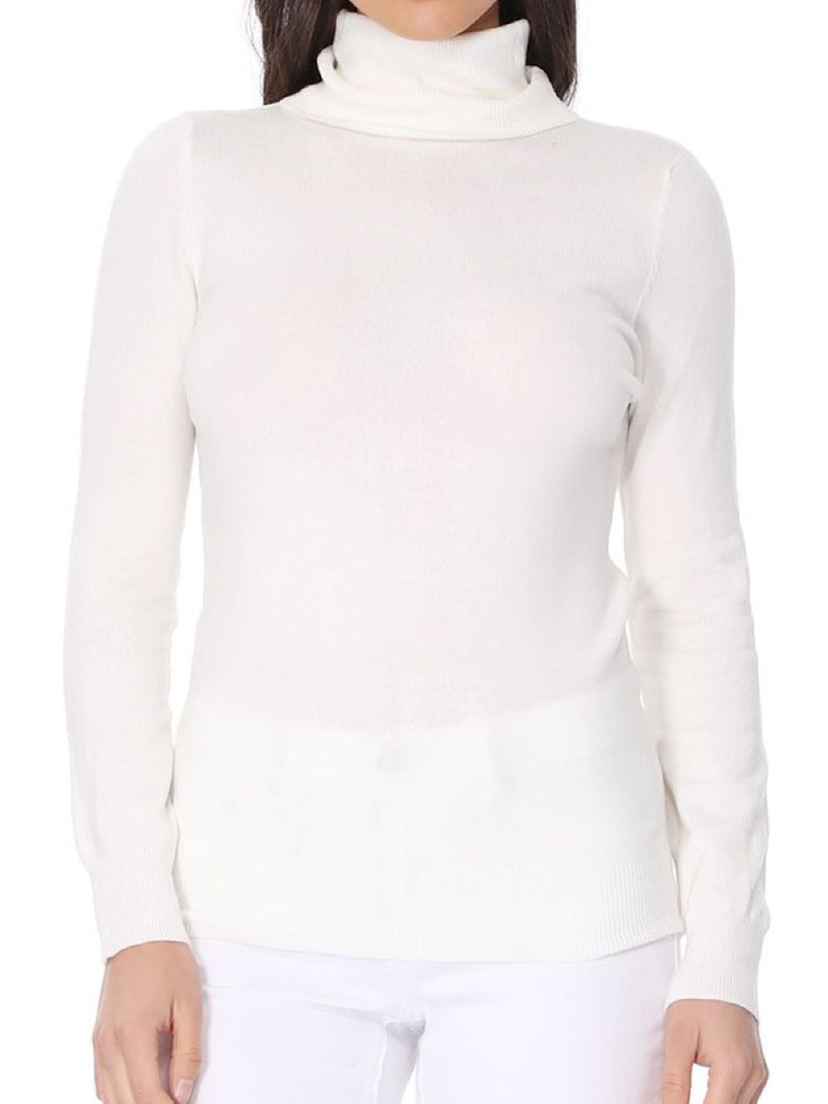 YEMAK Women's Classic Fitted Long Sleeve Turtleneck Pullover Sweater MK3349 (S-L)