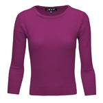 YEMAK Women's 3/4 Sleeve Crewneck Lightweight Basic Casual knit Pullover Sweater MK3636 (S-XL)