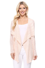 YEMAK Women's Long Sleeve Soft Sheer Slub Open Front Casual Summer Cardigan Sweater MK8080