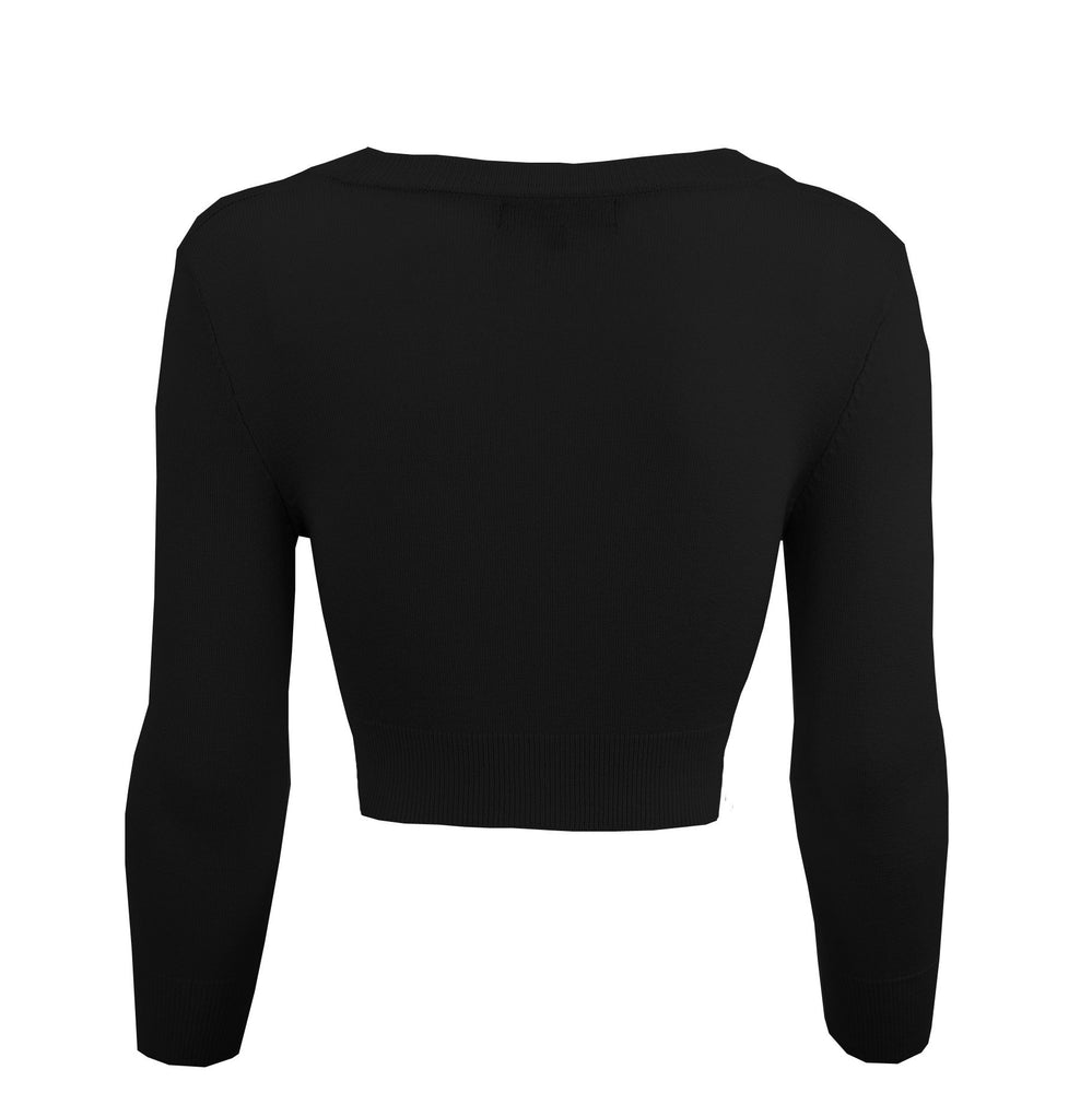 Women's Cropped 3/4 Sleeves Cardigan Sweater Pinup Option 1 | Yemak