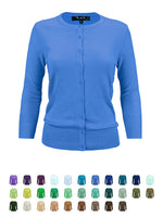 YEMAK Women's 3/4 Sleeve Crewneck Button Down Cardigan Sweater CO079 (S-L) Color Option (2 of 2)