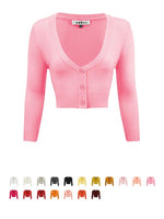 Womens Cropped 3/4 Sleeves Cardigan Sweater Inspired Pinup CO129PL (1X-4X)PLUS size Color(1 of 2) - Cardigans-Sweaters