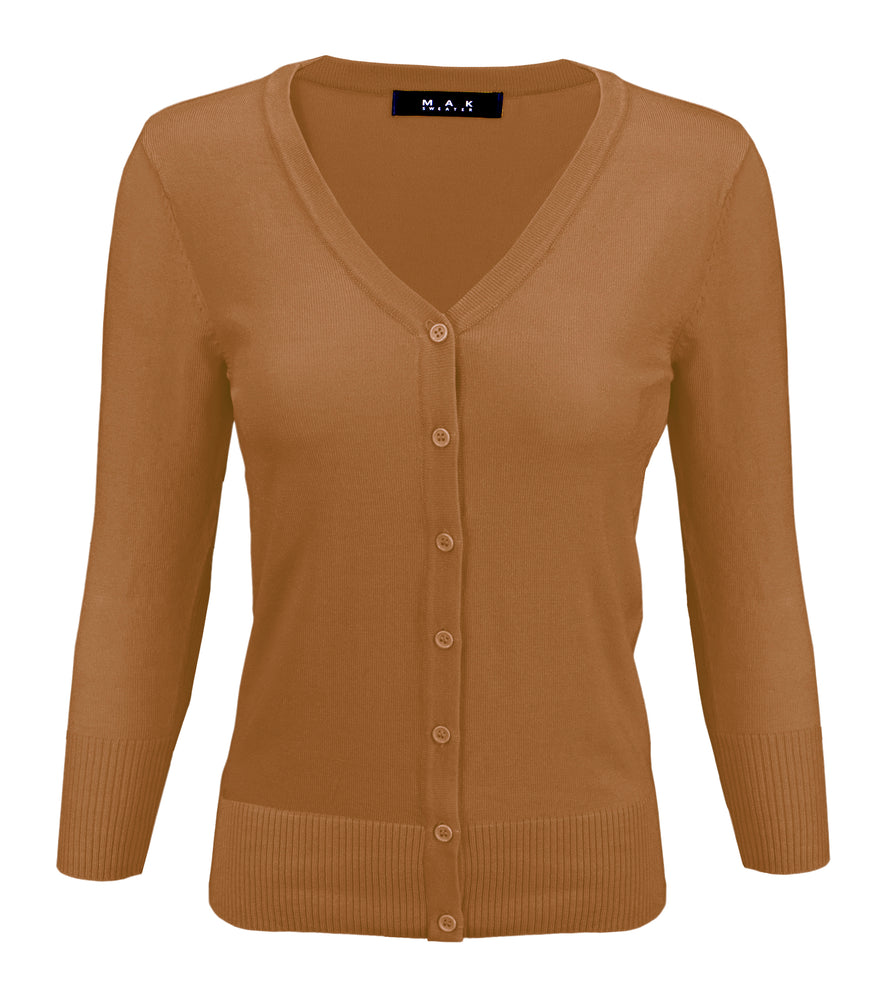 YEMAK Women's 3/4 Sleeve V-Neck Cardigan Sweater CO078PL (1X-3X) PLUS size Option (2 of 2)