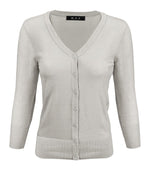 Womens V-Neck Button Down Knit Cardigan Sweater Vintage CO078PL (1X-3X) PLUS size Option (1 of 2) - Cardigans-Sweaters