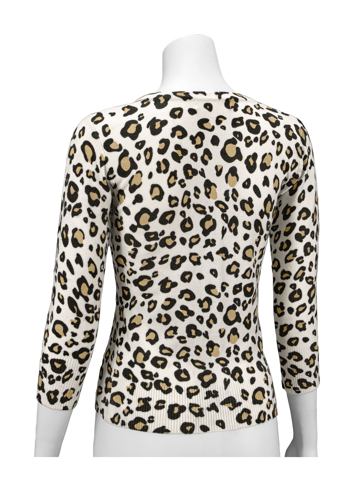 Leopard Pattern 3/4 Sleeve Knit Sweater