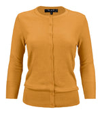 YEMAK Women's 3/4 Sleeve Crewneck Cardigan Sweater CO079PL PLUS size (1X-3X) Color (1 of 2)