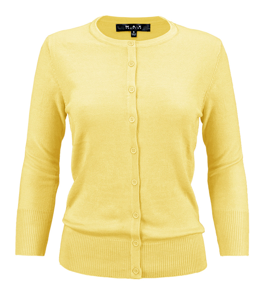 Crew Neck Button Down Knit Cardigan Vintage Inspired for Women | YEMAK