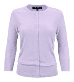 YEMAK Women's 3/4 Sleeve Crewneck Cardigan Sweater CO079PL PLUS size (1X-3X) Color (2 of 2)