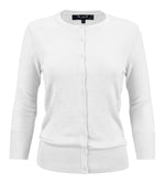 YEMAK Women's 3/4 Sleeve Crewneck Button Down Cardigan Sweater CO079 (S-L )Color Option (1 of 2)