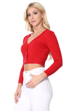 YEMAK Women's Cropped 3/4 Sleeves Cardigan Sweater CO129(S-XL) Color Option (2 of 2)