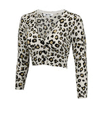 Women's Cropped 3/4 Sleeve Bolero Leopard Print Cardigan Sweater CO129LEO (S-XL)