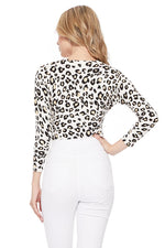 Women's Cropped 3/4 Sleeve Bolero Leopard Print Cardigan Sweater CO129LEO (S-XL)