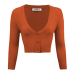 Womens Cropped 3/4 Sleeves Cardigan Sweater Vintage Inspired PinUp CO129(S-XL)Color Option(2 of 2) - Cardigan
