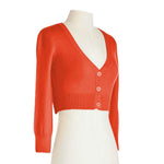 Womens Cropped 3/4 Sleeves Cardigan Sweater Inspired Pinup CO129PL (1X-4X)PLUS size Color(1 of 2) - Cardigans-Sweaters