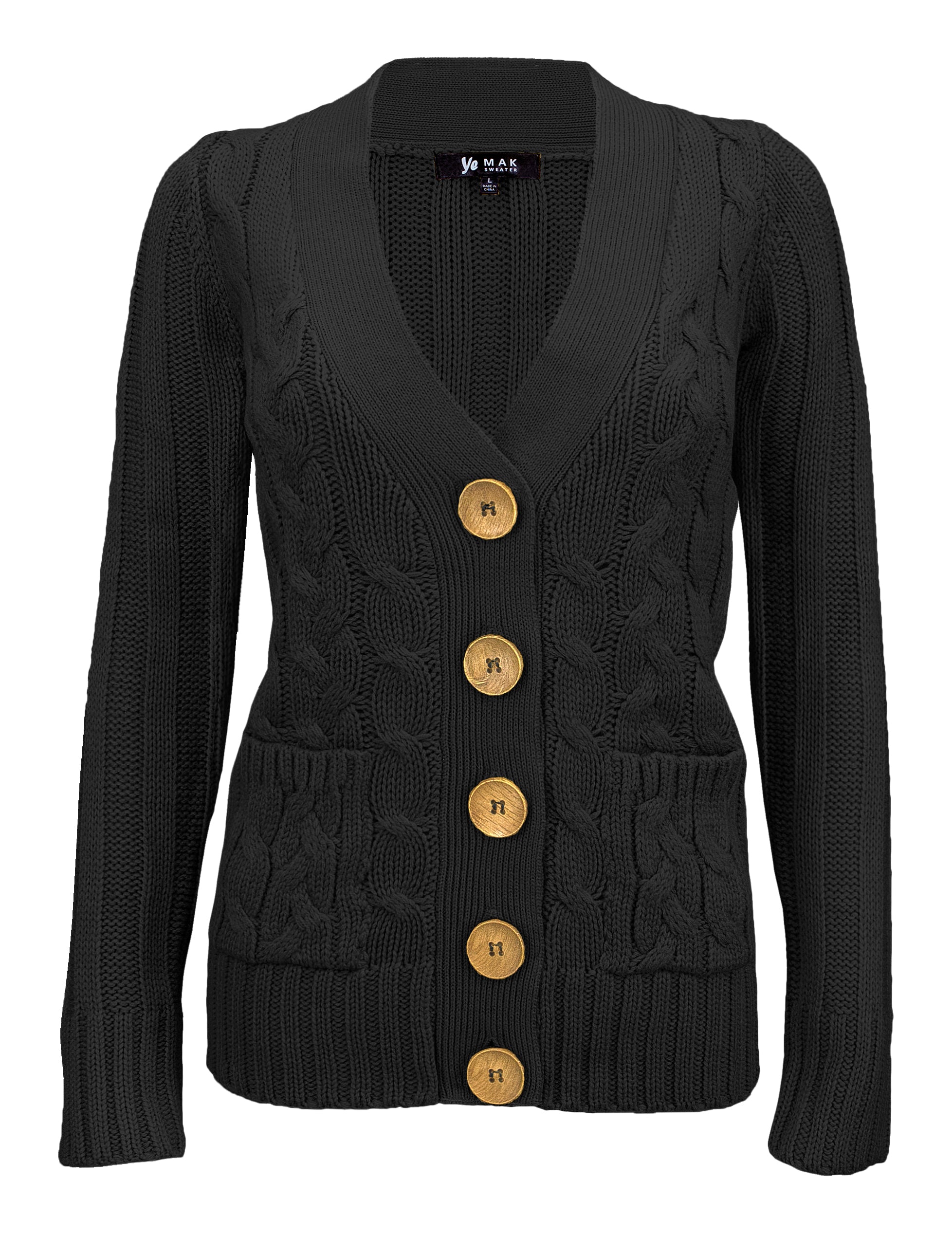 Women's Casual Long Sleeve Button Down Cable Knit Cardigan 