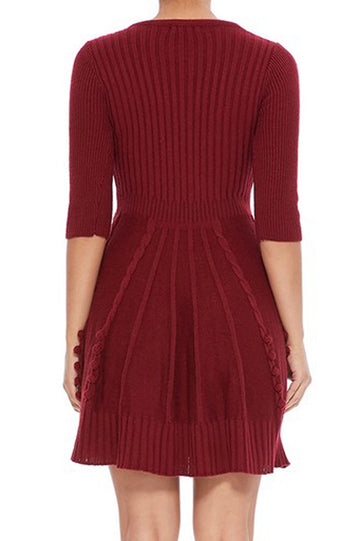 knee length sweater dress Women's Brooklyn - Last Chance in Jet Black (Size: Small) Turtleneck*Sleeve Length Cable Knit Midi Sweater Dress