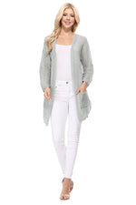 Yemak Women's Long Sleeve Knitted Open-Front Summer Sweater Cardigan with Pockets HK8072 (S/M - M/L)