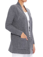 Womens Stylish Drape Long Sleeve Sweater Cardigan Jacket with Two Pockets HK8189 - Cardigans-Sweaters
