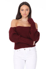 YEMAK Sexy Off The Shoulder Long Sleeve Wrap Sweater Shawl With Sleeve KC003